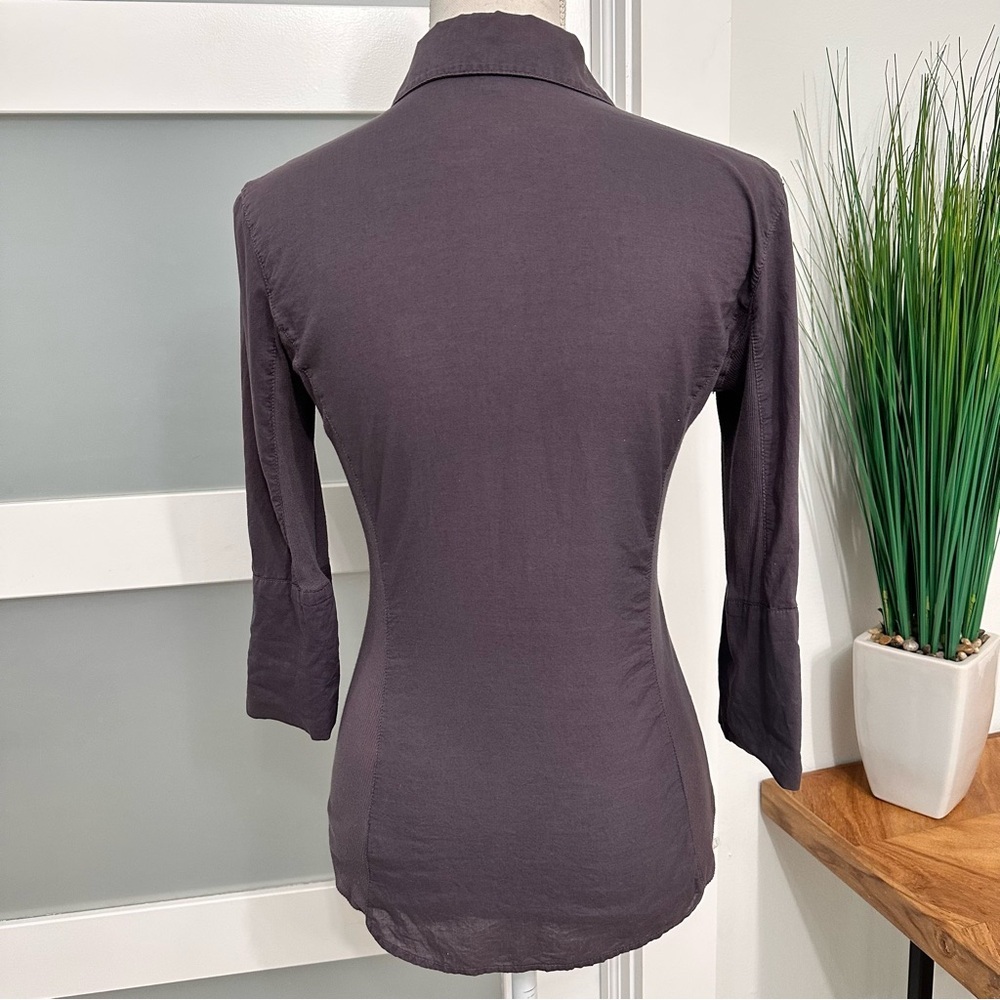 JAMES PERSE Contrast Ribbed Surplus Shirt Button Up SZ 1/Small Gray Quiet Luxury - Picture 8 of 8
